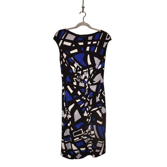 LAUREN RALPH‎ LAUREN $148 Knotted Front Geometric Print Sheath Dress Size 12 - Picture 1 of 4